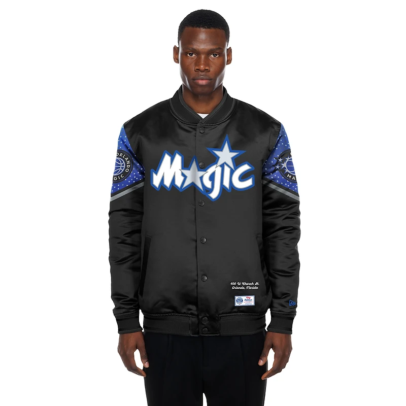 Veste satinée à boutons-pression New Era noire Orlando Magic 2025/26 City Edition pour homme