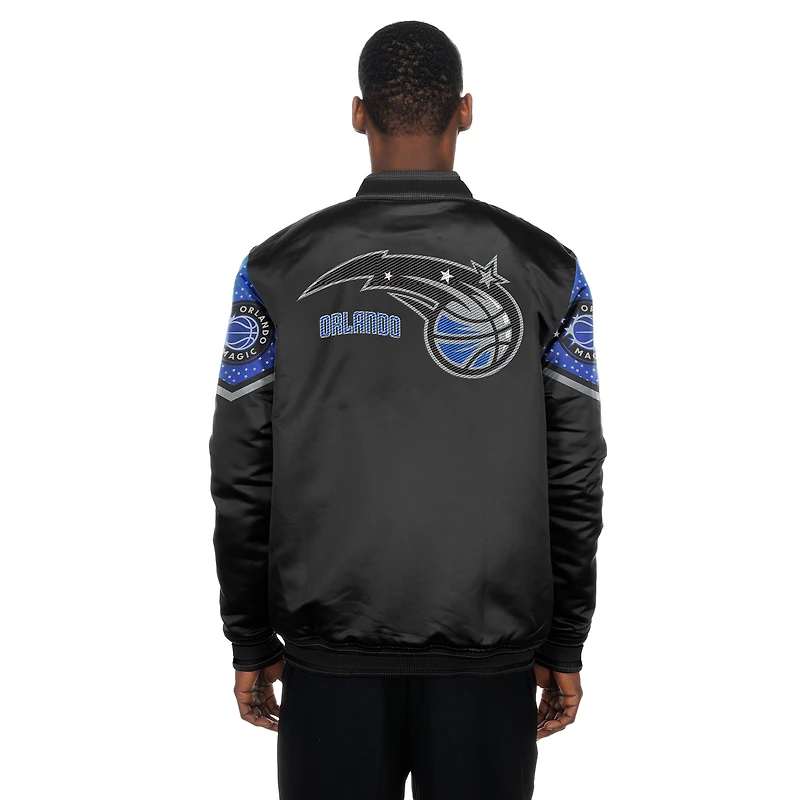 Veste satinée à boutons-pression New Era noire Orlando Magic 2025/26 City Edition pour homme
