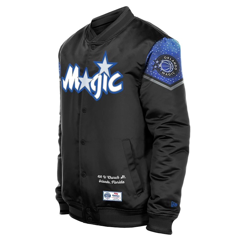 Veste satinée à boutons-pression New Era noire Orlando Magic 2025/26 City Edition pour homme