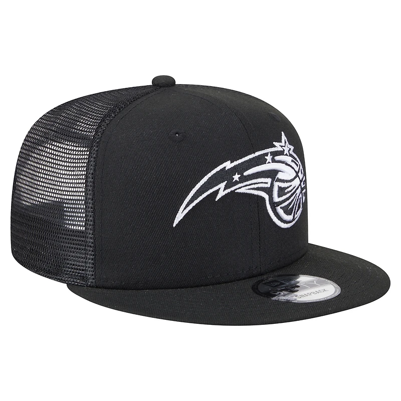 Men's New Era Black Orlando Magic 9FIFTY Snapback Trucker Hat