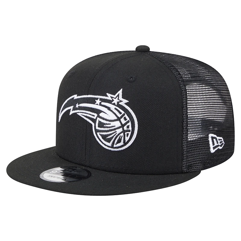 Men's New Era Black Orlando Magic 9FIFTY Snapback Trucker Hat