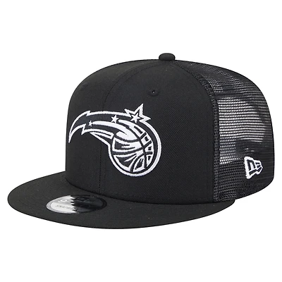 Men's New Era Black Orlando Magic 9FIFTY Snapback Trucker Hat
