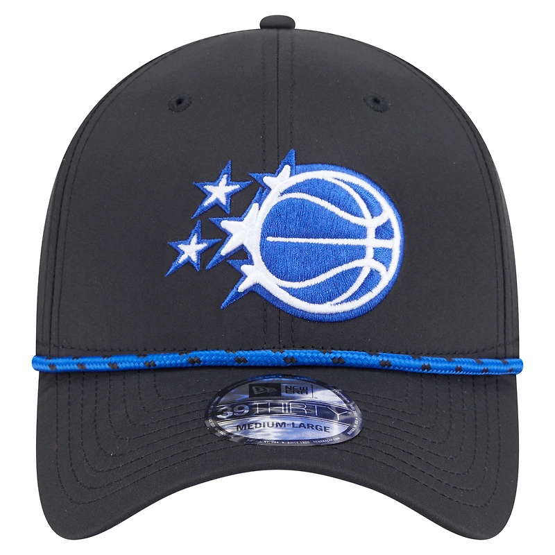 Casquette New Era Orlando Magic Featherweight Poly Rope Flex 39Thirty noire pour homme