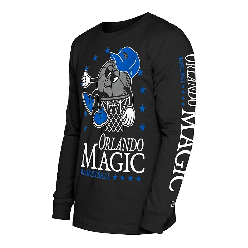T-shirt de sport à manches longues Old School Orlando Magic noir New Era pour homme