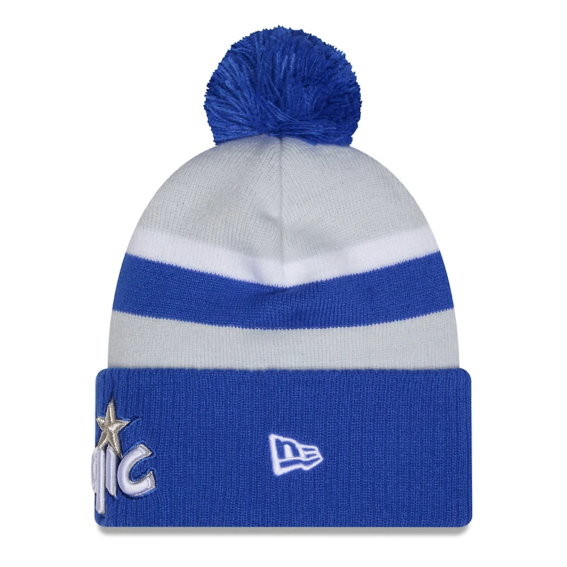 Bonnet à revers New Era gris/bleu Orlando Magic édition City 2025/26 pour homme avec pompon