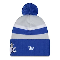 Bonnet à revers New Era gris/bleu Orlando Magic édition City 2025/26 pour homme avec pompon