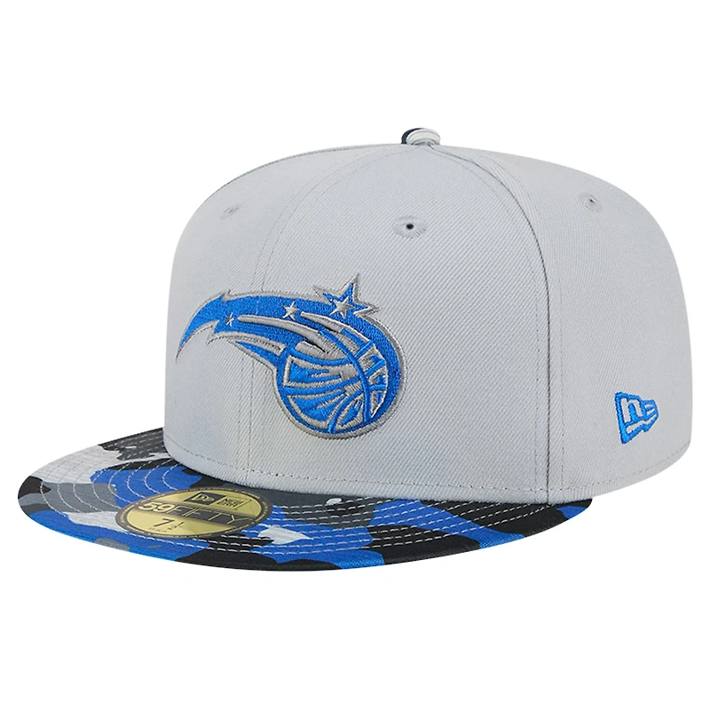 Men's New Era Gray Orlando Magic Active Color Camo Visor 59FIFTY Fitted Hat