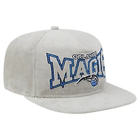 Casquette de golf à visière rabattable Orlando Magic Throwback en velours côtelé gris New Era pour homme
