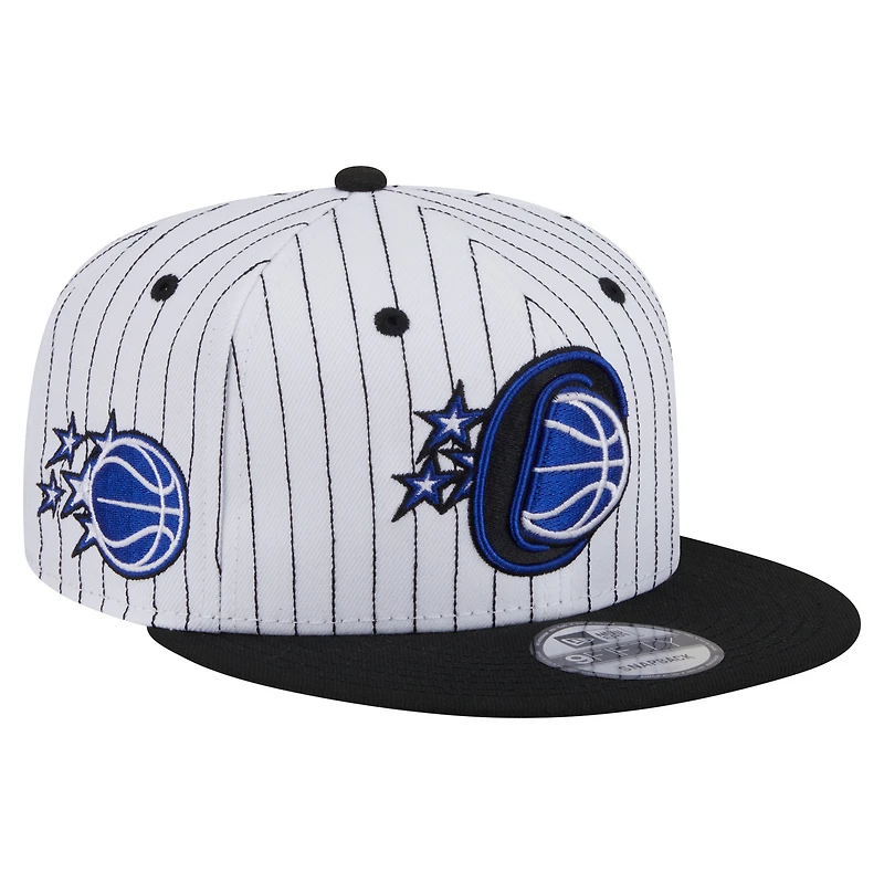 Casquette snapback 9FIFTY blanche à rayures fines Orlando Magic Deceptor de New Era pour homme