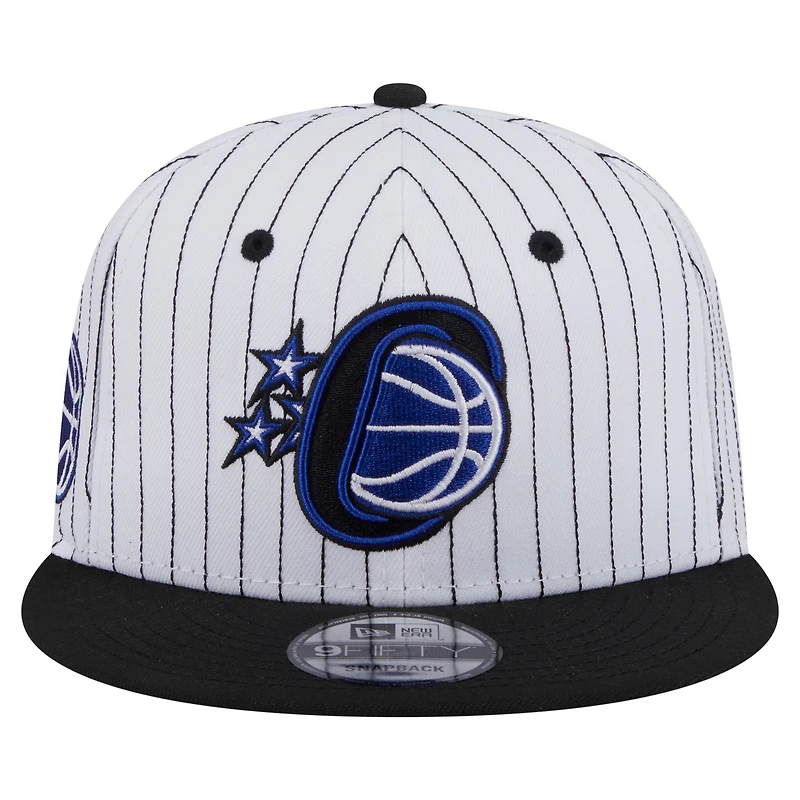 Casquette snapback 9FIFTY blanche à rayures fines Orlando Magic Deceptor de New Era pour homme