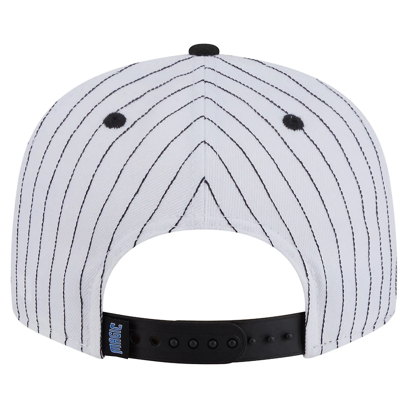 Casquette snapback 9FIFTY blanche à rayures fines Orlando Magic Deceptor de New Era pour homme
