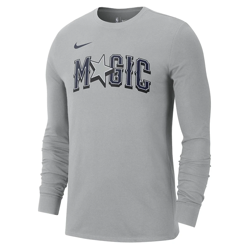 Men's Nike Silver Orlando Magic 2024/25 City Edition Essential Logo Long Sleeve T-Shirt