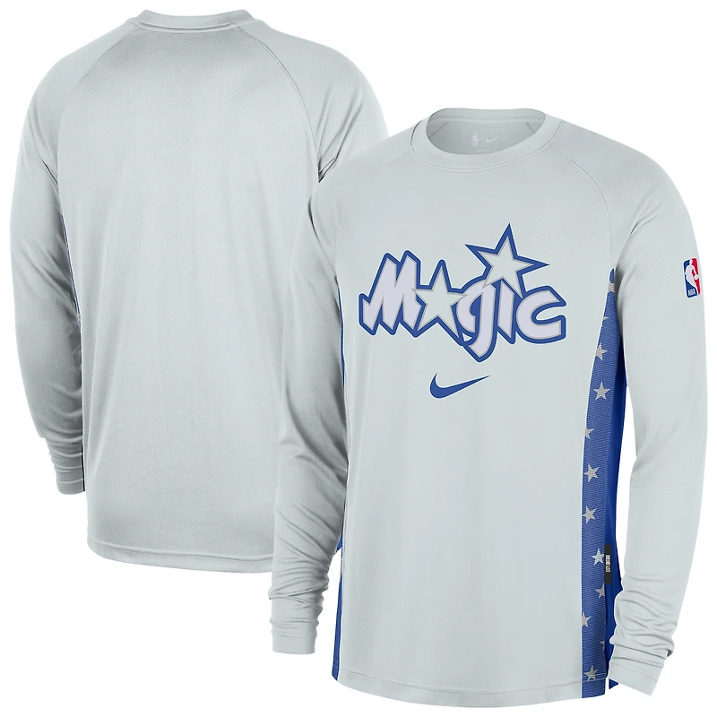 Men's Nike Silver Orlando Magic 2025/26 City Edition Authentic Pregame Dri-FIT Long Sleeve Shooting T-Shirt