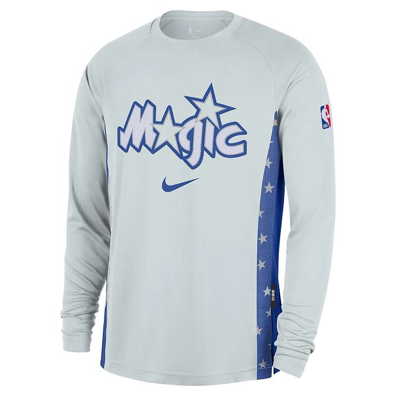 Men's Nike  Silver Orlando Magic 2025/26 City Edition Authentic Pregame Dri-FIT Long Sleeve Shooting T-Shirt