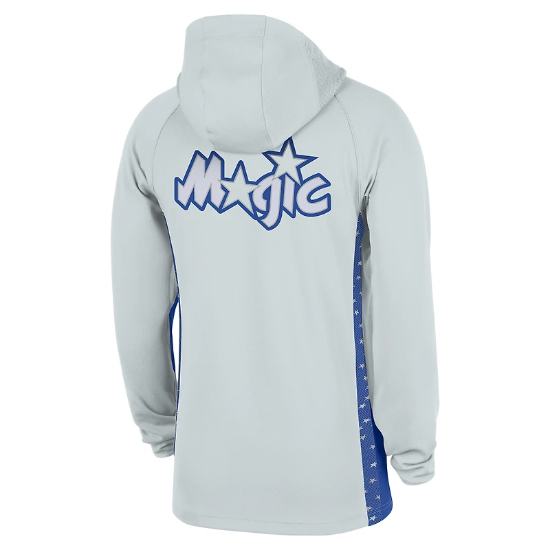 Veste à capuche Nike Silver Orlando Magic 2025/26 City Edition Remix Authentic On-Court fermeture éclair quart de tour Dri-FIT pour homme