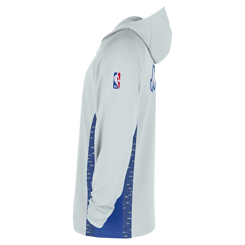 Men's Nike  Silver Orlando Magic 2025/26 City Edition Remix Authentic On-Court Quarter-Zip Dri-FIT Hooded Jacket