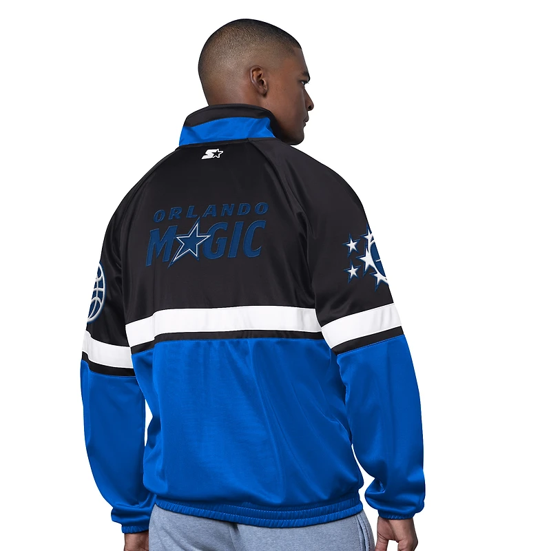 Veste de survêtement The Veteran Tricot Track entièrement zippée bleu/blanc Orlando Magic pour homme