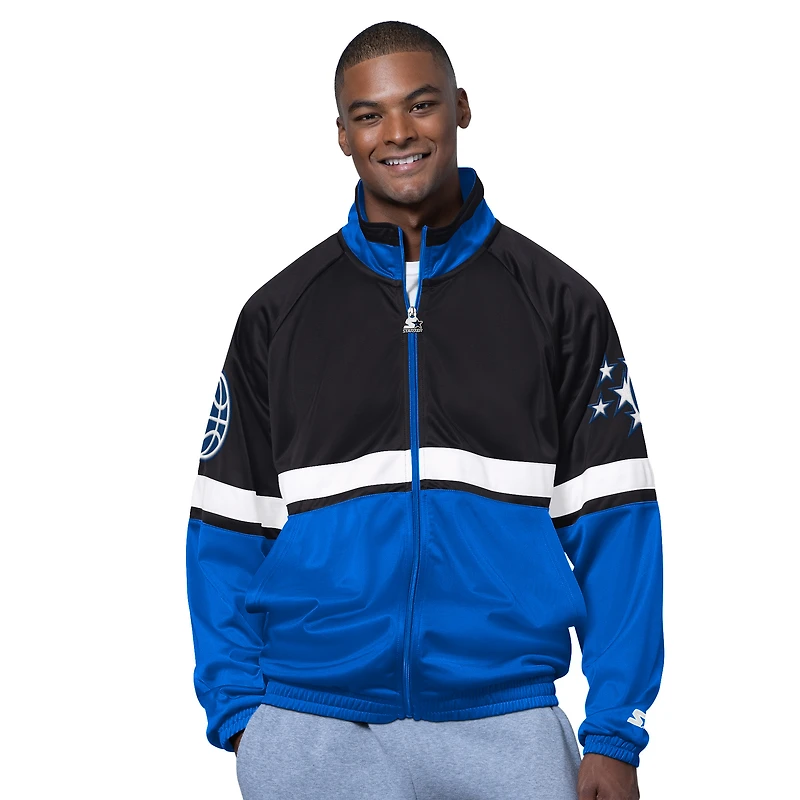 Veste de survêtement The Veteran Tricot Track entièrement zippée bleu/blanc Orlando Magic pour homme