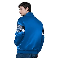 Men's Starter Blue Orlando Magic Triple Option Varsity Full-Snap Satin Jacket