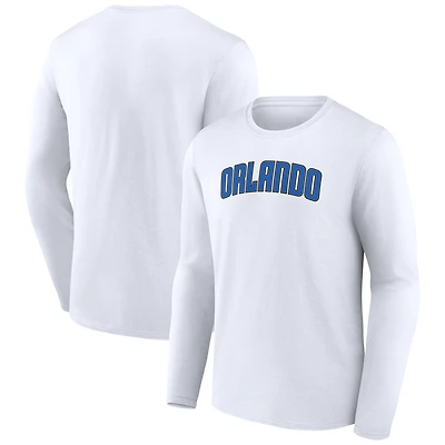 T-shirt blanc à manches longues pour homme avec logo alternatif Orlando Magic