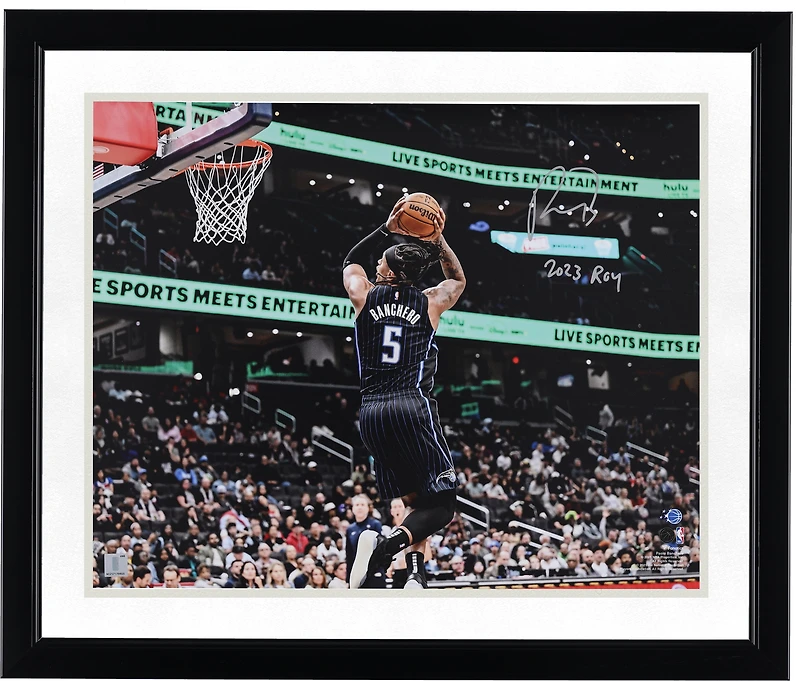 Photo dédicacée de Paolo Banchero (Orlando Magic) - Dunk contre les Wizards (40,6 x 50,8 cm) avec inscription « Recrue de l'année 2023 ».