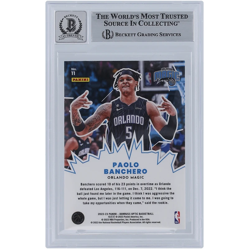 V106832 MAGIC Paolo Banchero Orlando Magic Autographié 2022-23 Panini Donruss Optic My House # 11 Beckett Fanatics Witnessed Authentifié 9/10 Rookie Card 5 Paolo Banchero AUT PAA TRADING CARDS 45839 AUTTRC CA01BK9327 #1