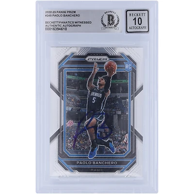 Carte de recrue 10 authentifiée signée par les fans de Beckett 2022-23 Panini Prizm #249 de Paolo Banchero Orlando Magic