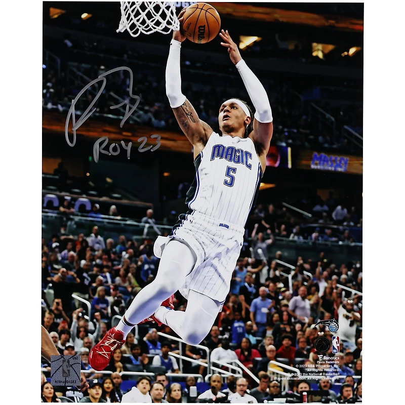 Paolo Banchero Orlando Magic Autographed 8" x 10" Layup in White Photograph with "ROY 23" Inscription
