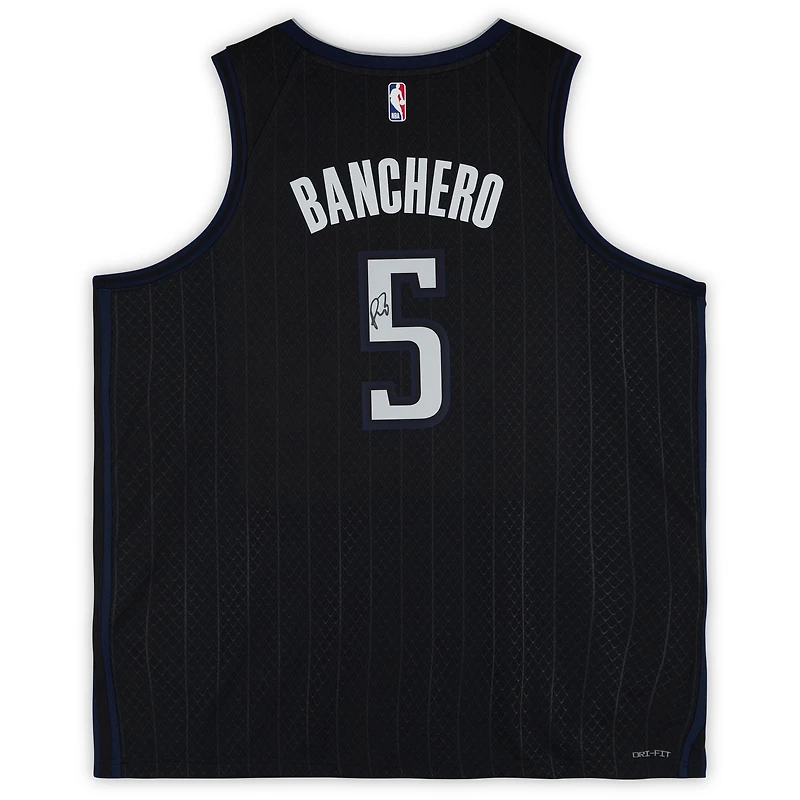 Maillot Swingman Nike City Edition 2022/23 noir dédicacé par Paolo Banchero des Orlando Magic