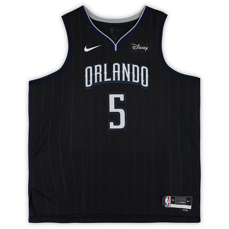 Maillot Swingman Nike City Edition 2022/23 noir dédicacé par Paolo Banchero des Orlando Magic
