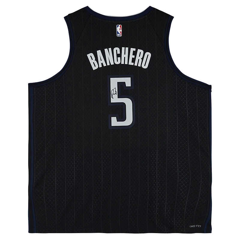 Maillot Swingman Nike City Edition 2022/23 noir dédicacé par Paolo Banchero des Orlando Magic
