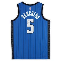 Maillot Swingman Jordan Brand Statement Edition bleu dédicacé par Paolo Banchero des Orlando Magic