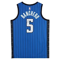 Maillot Swingman Jordan Brand Statement Edition bleu dédicacé par Paolo Banchero des Orlando Magic