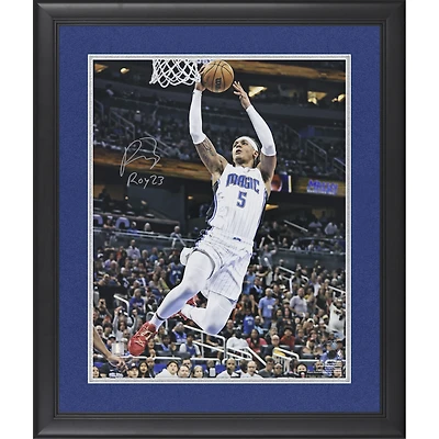 Photographie encadrée autographiée de 16" x 20" de Paolo Banchero Orlando Magic en blanc Photographie encadrée autographiée de 16" x 20" de Paolo Banchero en blanc