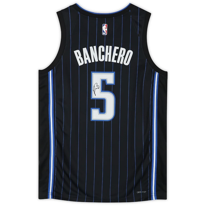 Maillot Nike Swingman noir dédicacé par Paolo Banchero des Orlando Magic
