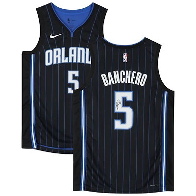Maillot Nike Swingman noir dédicacé par Paolo Banchero des Orlando Magic