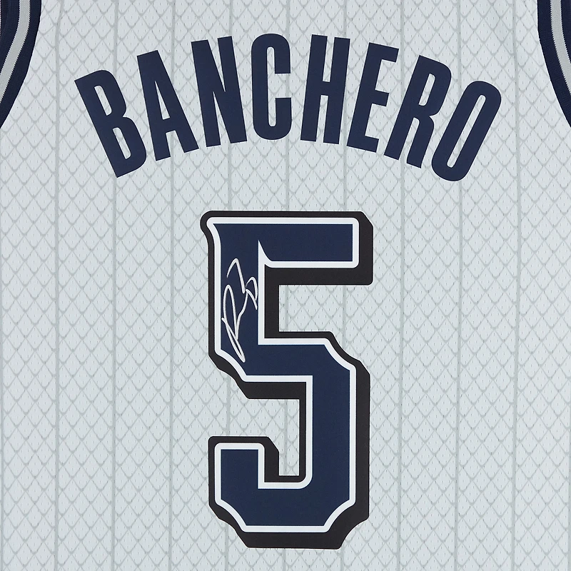 Maillot Nike City Edition Swingman 2024-2025 dédicacé par Paolo Banchero des Orlando Magic