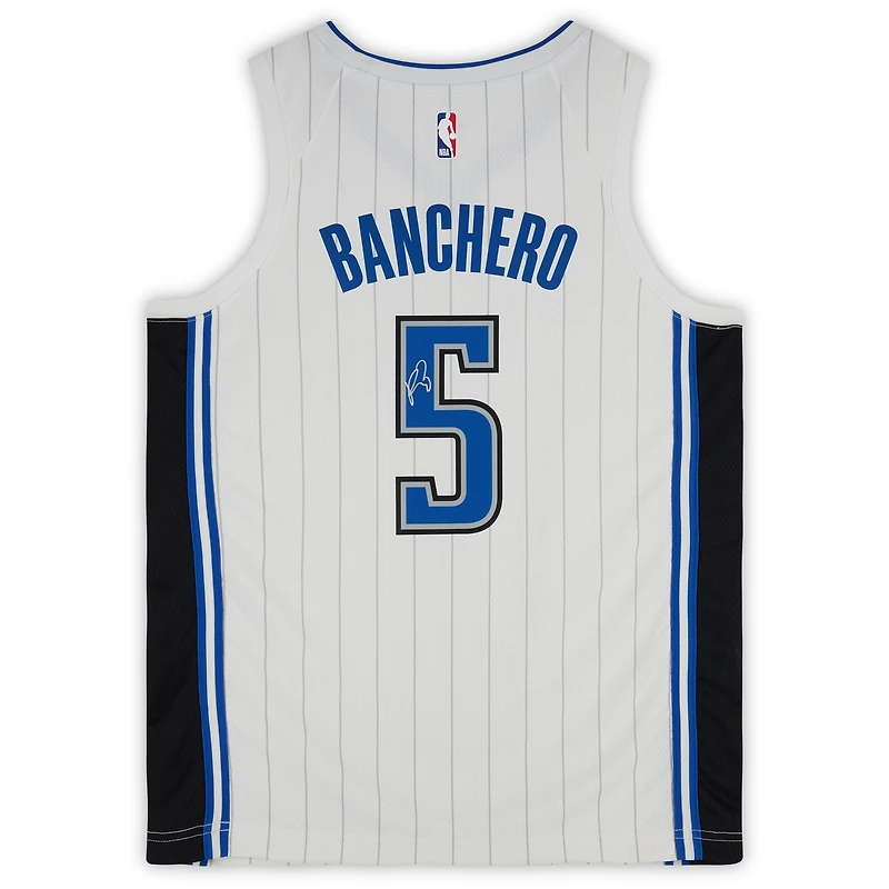 Maillot Nike Swingman blanc autographié par Paolo Banchero des Orlando Magic