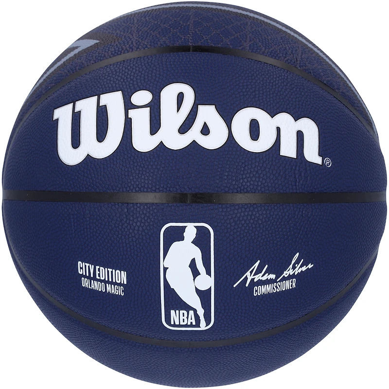 Ballon de basket-ball de collection Wilson 2023-24 City Edition dédicacé par Paolo Banchero Orlando Magic