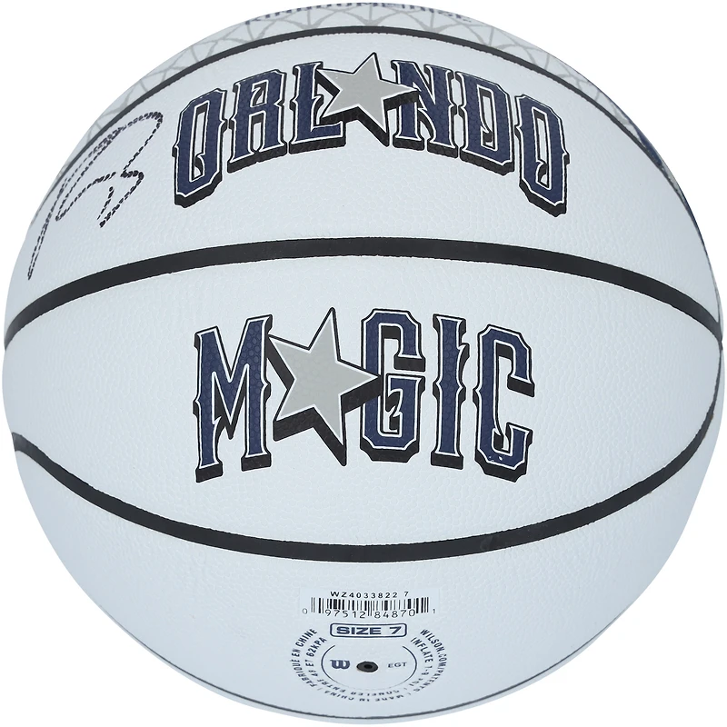 Ballon de basket-ball Wilson City Edition 2024-25 autographié par Paolo Banchero, Orlando Magic