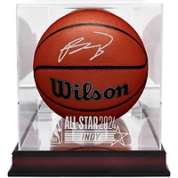 Ballon de basket-ball d'intérieur/extérieur Wilson autographié par Paolo Banchero Orlando Magic avec vitrine en acajou avec logo du match des étoiles de la NBA 2024
