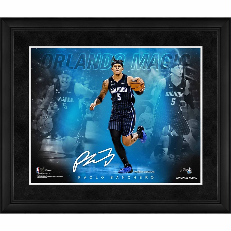 Collage de signatures en fac-similé des Orlando Magic de Paolo Banchero, 16" x 20"