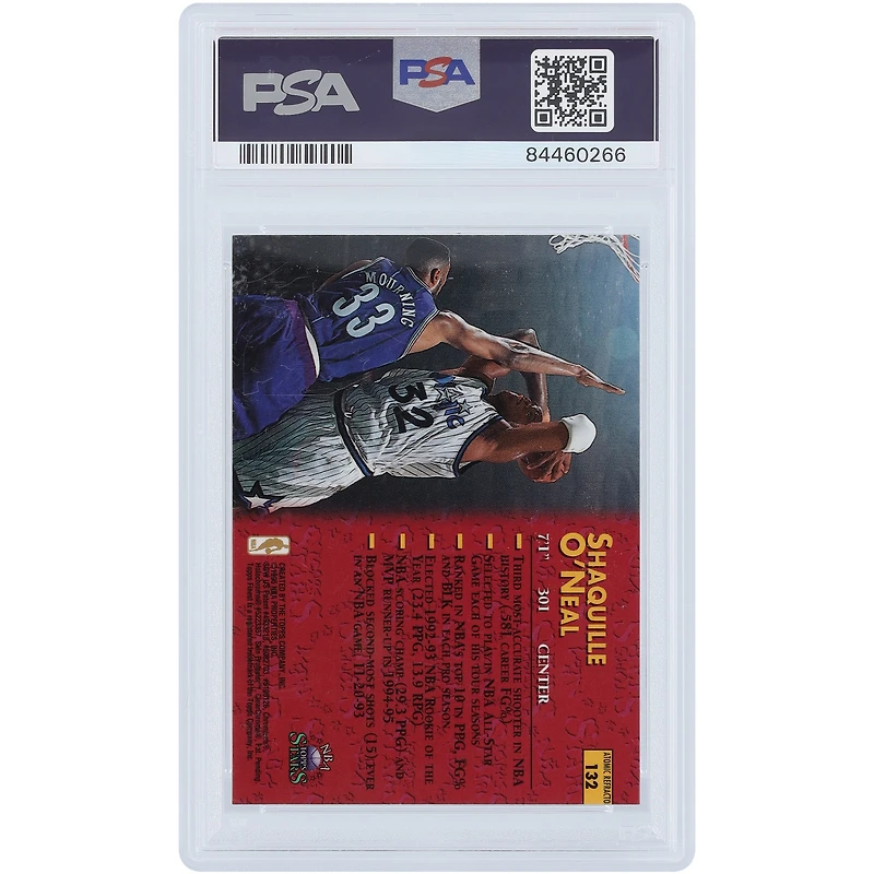 Shaquille O'Neal Orlando Magic 1996-97 Topps NBA Stars Finest Atomic Refractor #132 PSA Carte authentifiée 10