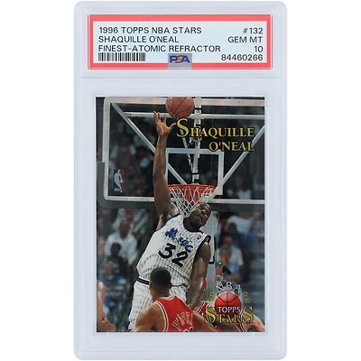 Shaquille O'Neal Orlando Magic 1996-97 Topps NBA Stars Finest Atomic Refractor #132 PSA Carte authentifiée 10
