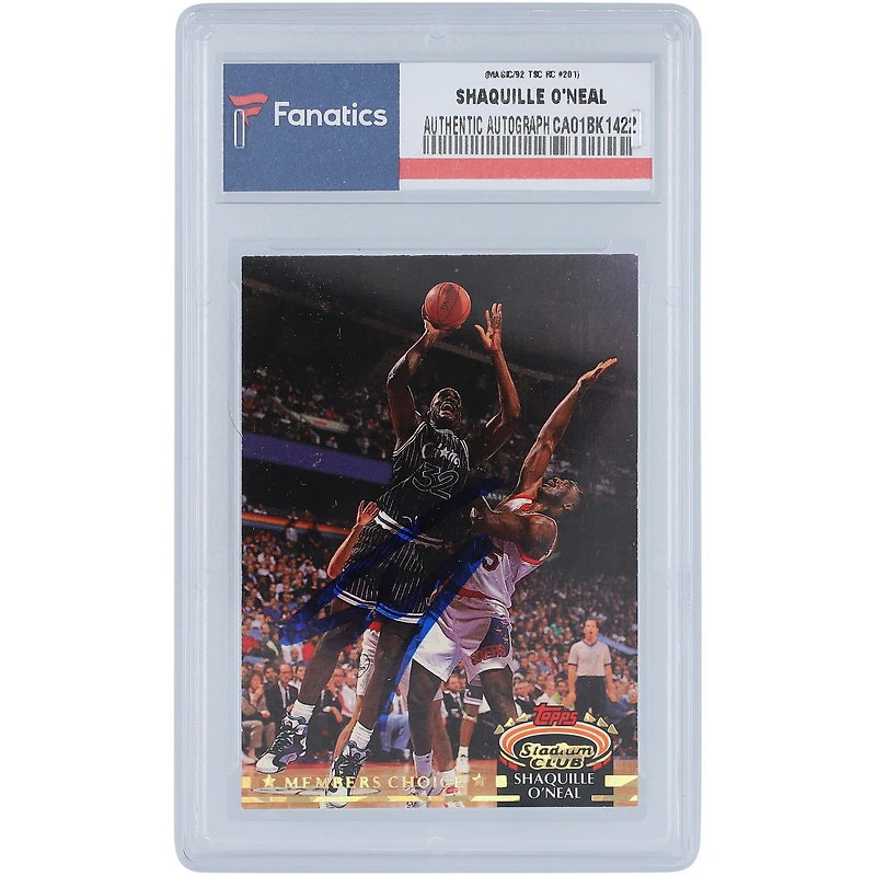 Carte de recrue autographiée par Shaquille O'Neal Orlando Magic 1992 Topps Stadium Club #201