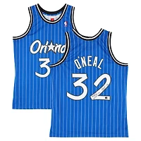 Maillot Swingman Mitchell & Ness 1994-95 bleu dédicacé par Shaquille O'Neal des Orlando Magic avec inscription « HOF 16 »