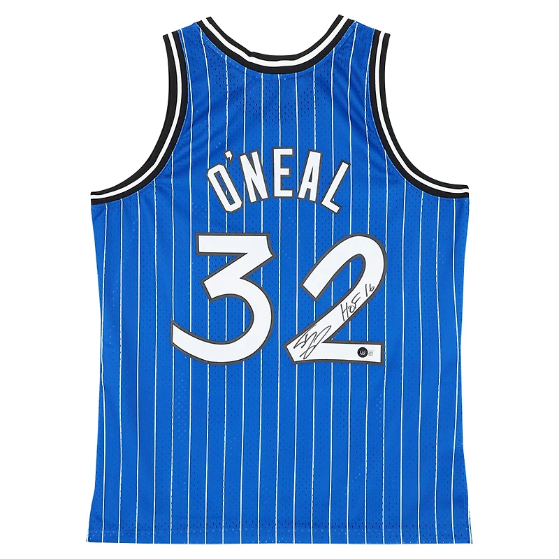 Maillot Swingman Mitchell & Ness 1994-95 bleu dédicacé par Shaquille O'Neal des Orlando Magic avec inscription « HOF 16 »