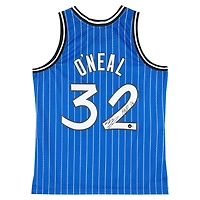 Maillot Swingman Mitchell & Ness 1994-95 bleu dédicacé par Shaquille O'Neal des Orlando Magic avec inscription « HOF 16 »