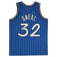 Shaquille O'Neal Orlando Magic Autographed Mitchell & Ness Hardwood Classic Swingman 1995-1996 Blue Pinstripe Replica Jersey
