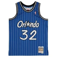 Shaquille O'Neal Orlando Magic Autographed Mitchell & Ness Hardwood Classic Swingman 1995-1996 Blue Pinstripe Replica Jersey